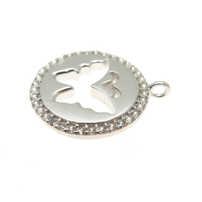 925 Sterling Silver Round-Cut C Z Butterfly Minimalist Charm Pendant