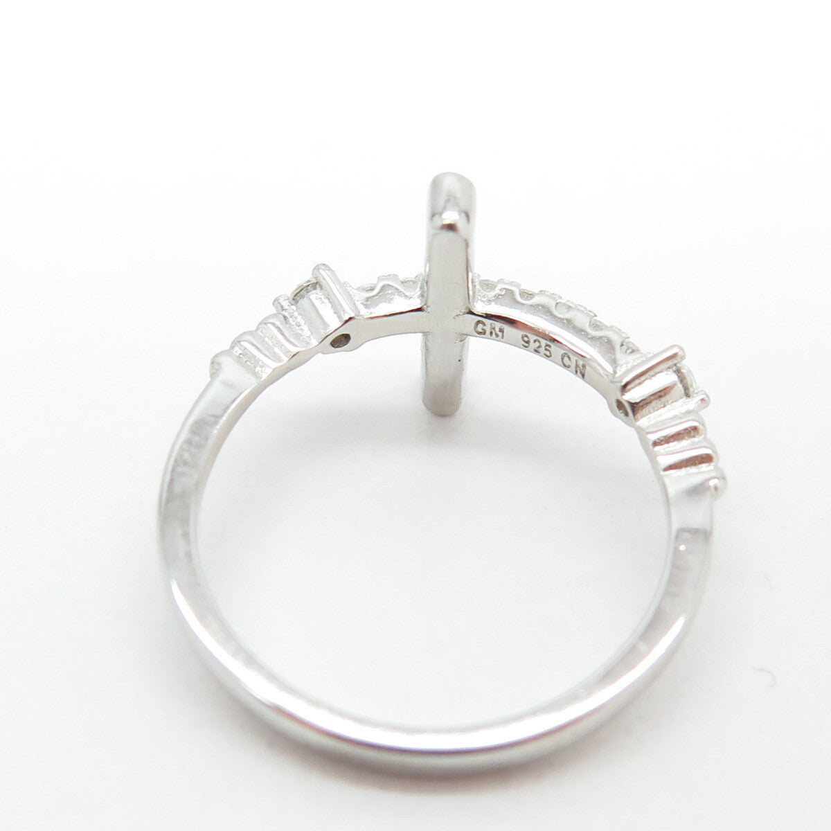 925 Sterling Silver Pave C Z Cross Ring Size 7