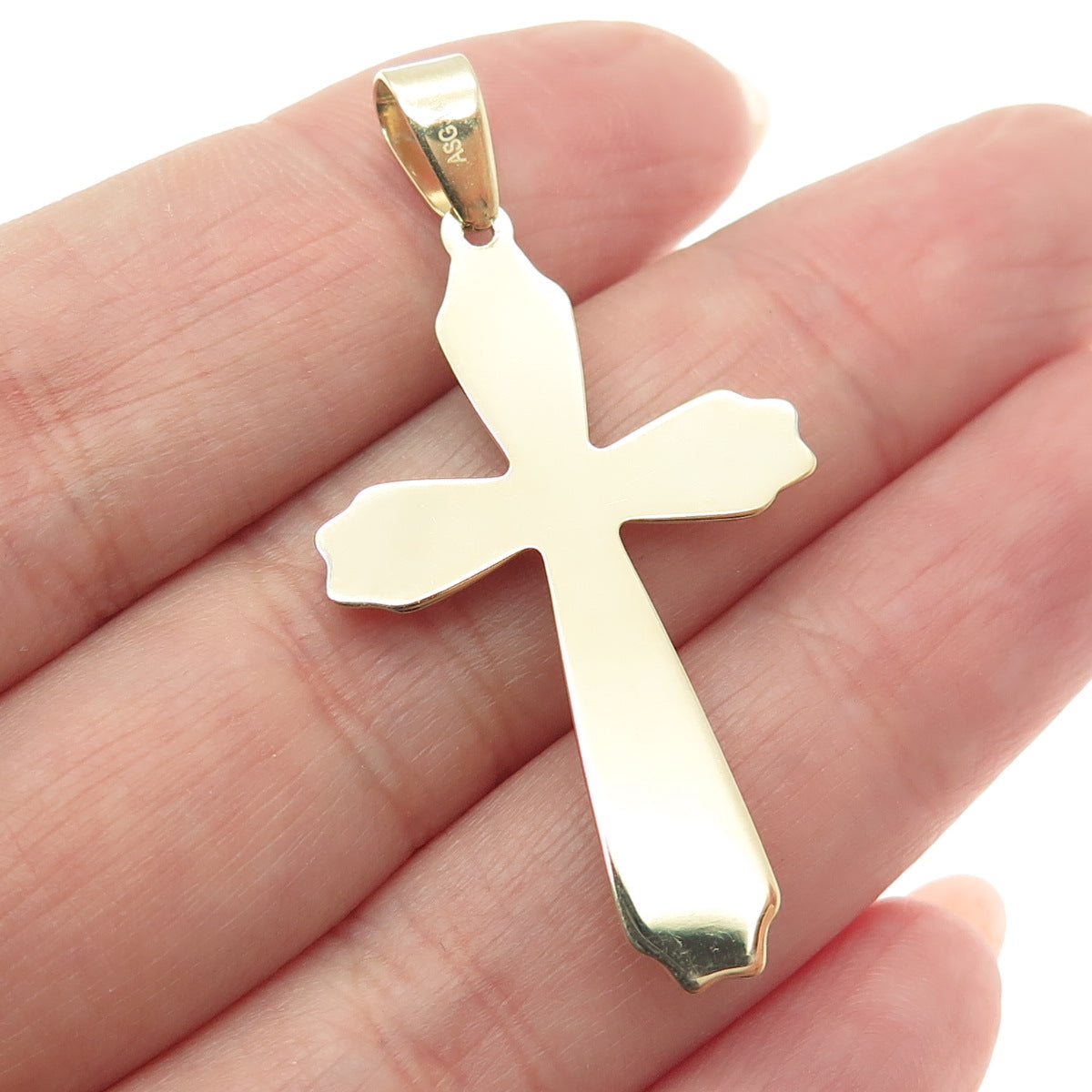 14K Yellow & White Gold Cross Religious Charm Pendant