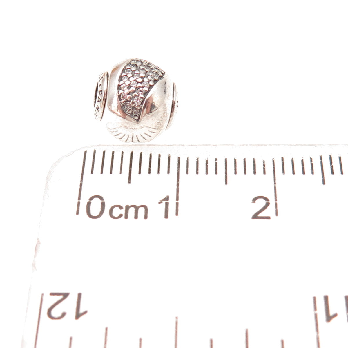 Pandora 925 Sterling Silver C Z Essence Happiness Slide Bead Charm
