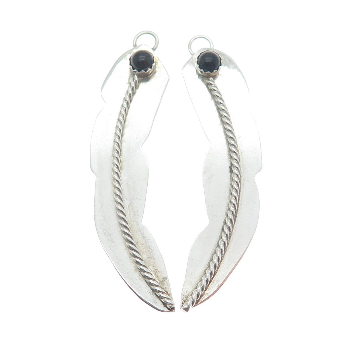 MARVIN & LUANA SLIM Old Pawn 925 Sterling Vintage Black Onyx Tribal Earrings
