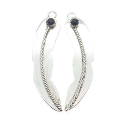 MARVIN & LUANA SLIM Old Pawn 925 Sterling Vintage Black Onyx Tribal Earrings