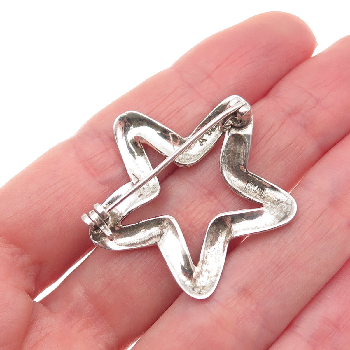 925 Sterling Silver Vintage Modenrist Star Oxidized Pin Brooch