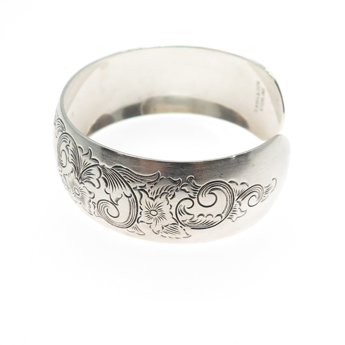 S. KIRK & SON 925 Sterling Silver Antique Engraved Floral Adjustable Bracelet 7"