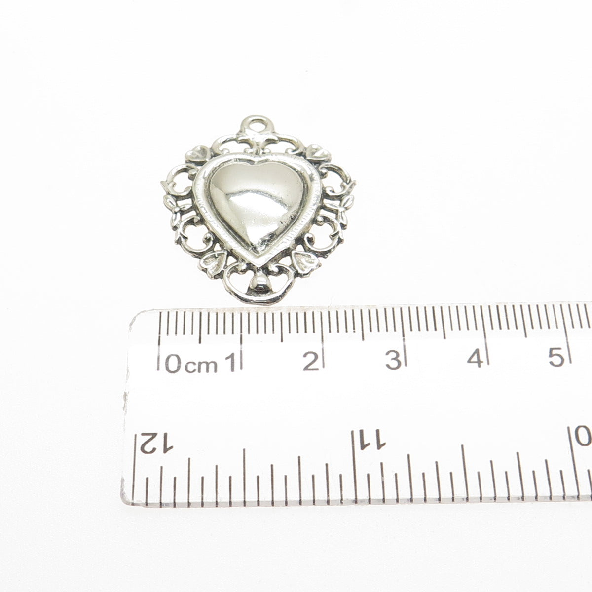 JEWELART 925 Sterling Silver Vintage Ornate Floral Heart Charm Pendant
