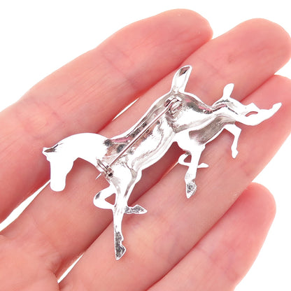Slode 925 Sterling Silver Vintage Mare & Foal Horse Pin Brooch