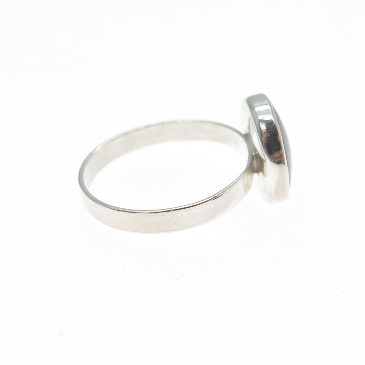 925 Sterling Silver Vintage Black & White Enamel Yin Yang Ring Size 6.25