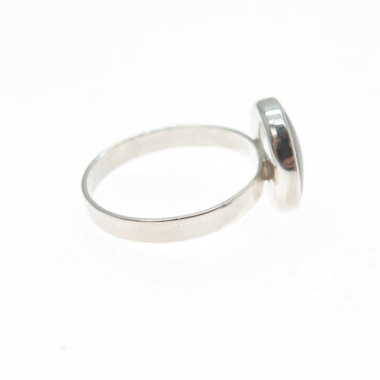 925 Sterling Silver Vintage Black & White Enamel Yin Yang Ring Size 6.25