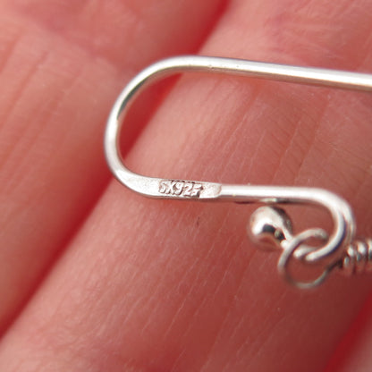 SX Sally C 925 Sterling Silver Vintage Real Turquoise Beaded Dangle Earrings