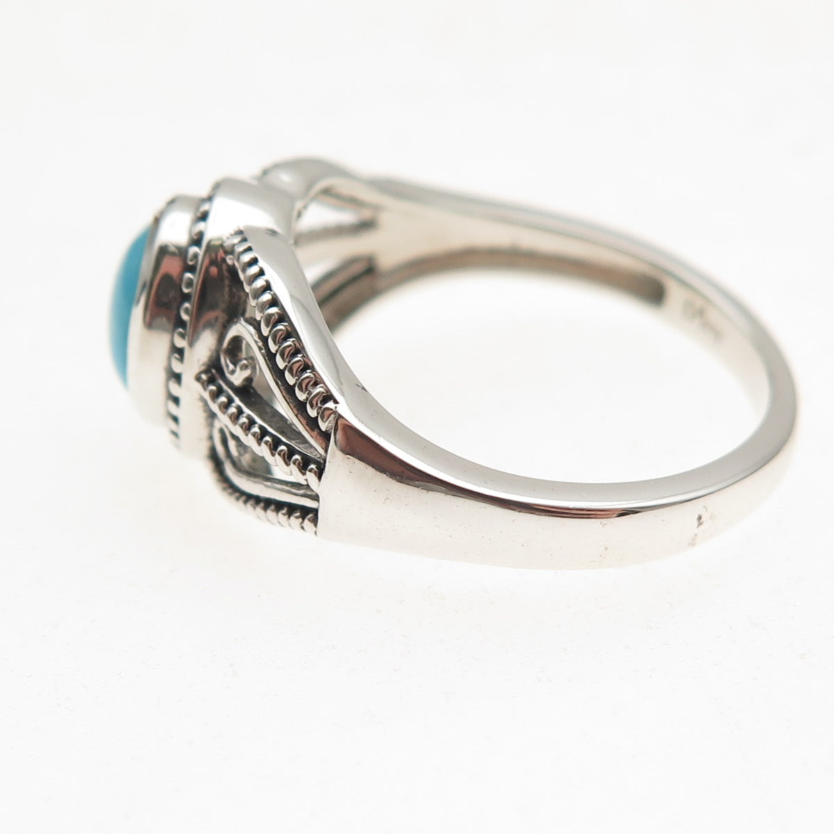 D'Joy 925 Sterling Silver Real Turquoise Heart Oxidized Ring Size 8.25