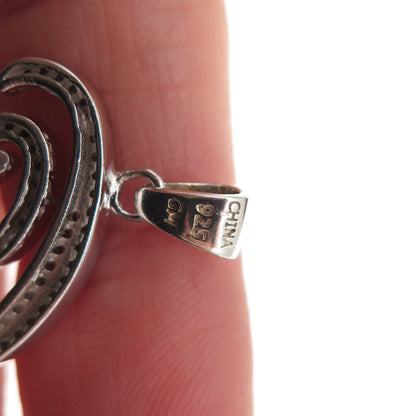925 Sterling Silver Round-Cut C Z Spiral Charm Pendant