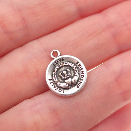Alex & Ani 925 Sterling Silver 2018 Irish Claddagh Oxidized Charm Pendant