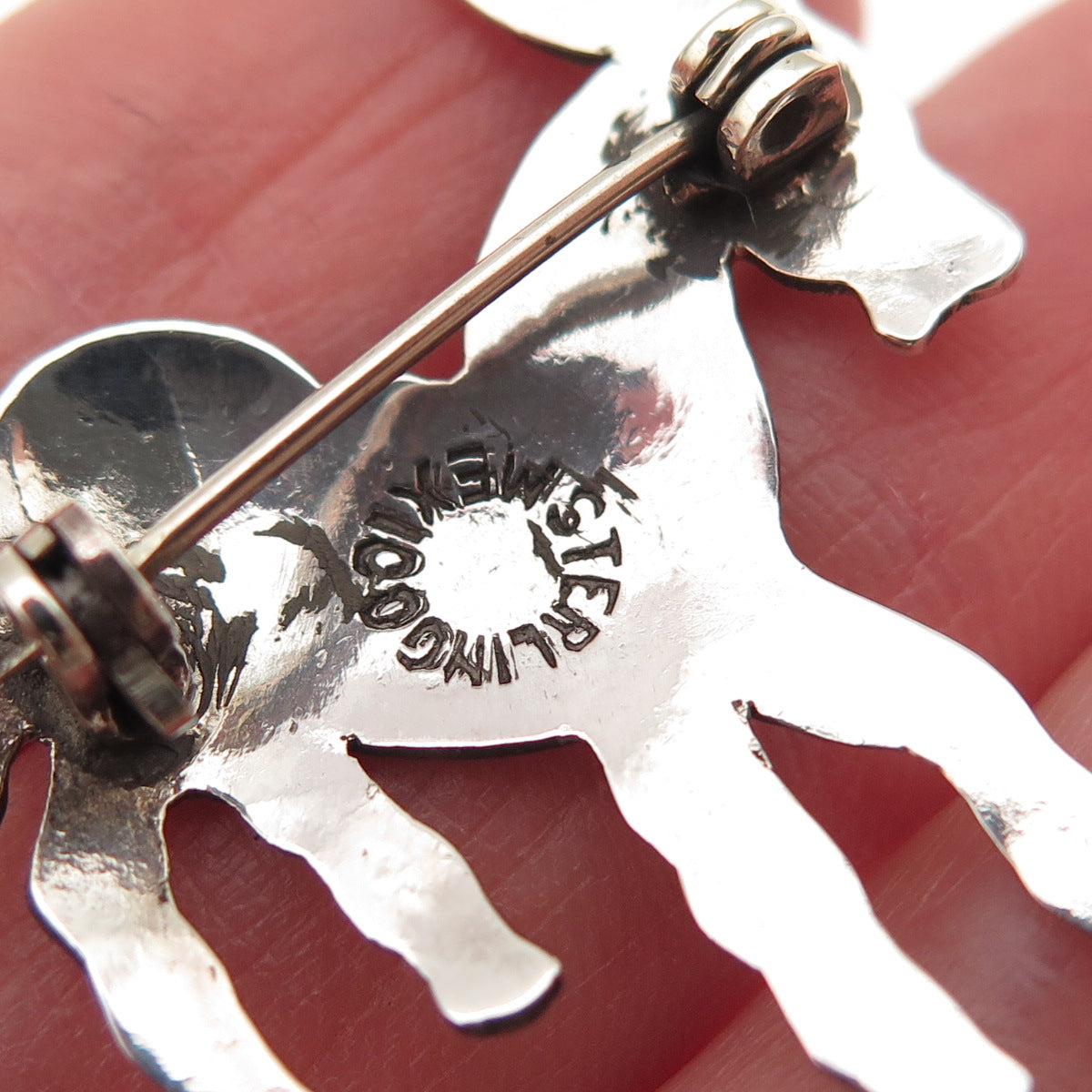 925 Sterling Silver Vintage Mexico Real Turquoise Donkey Pin Brooch