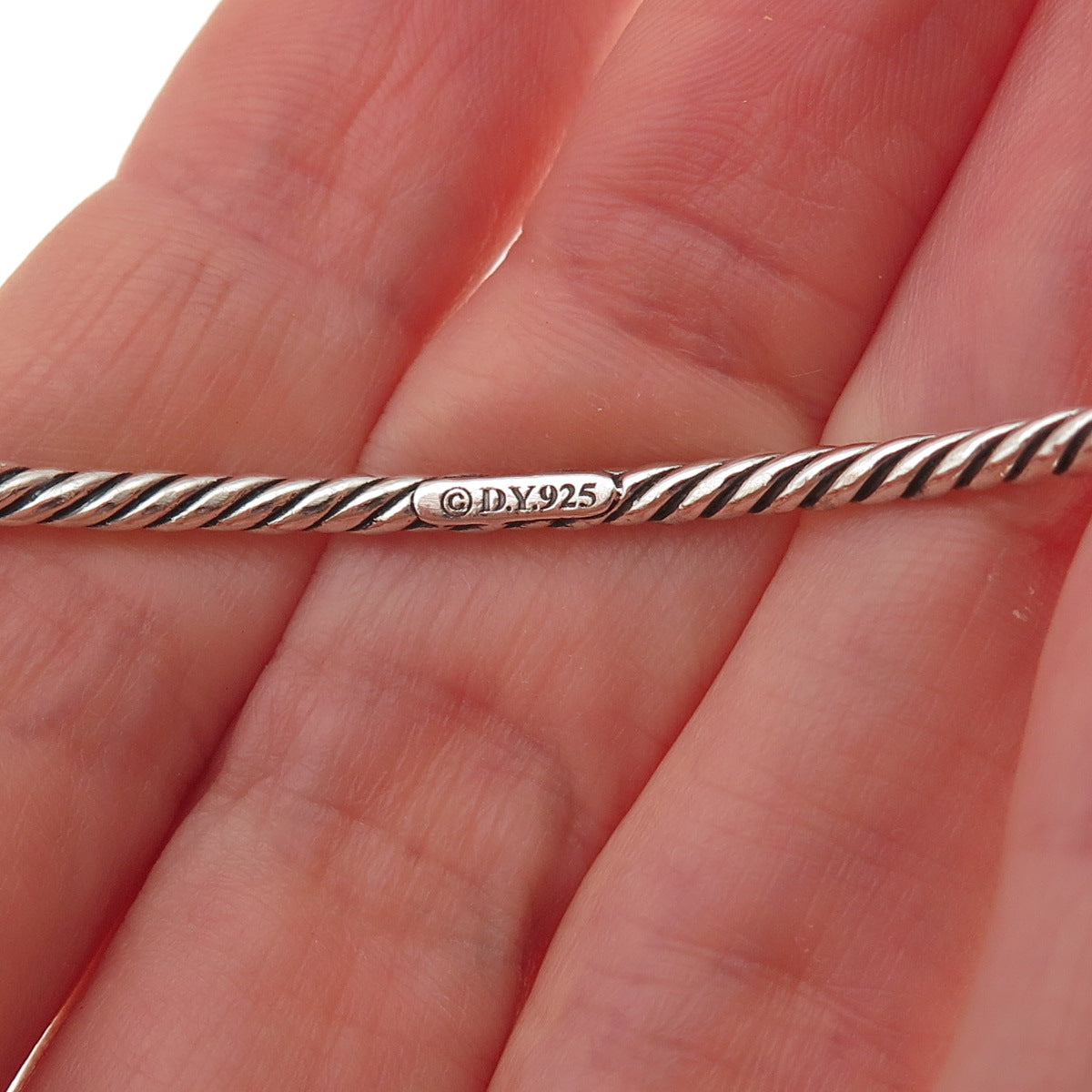 David Yurman 925 Sterling Silver Vintage Stackable Cable Bangle Bracelet 8.25"