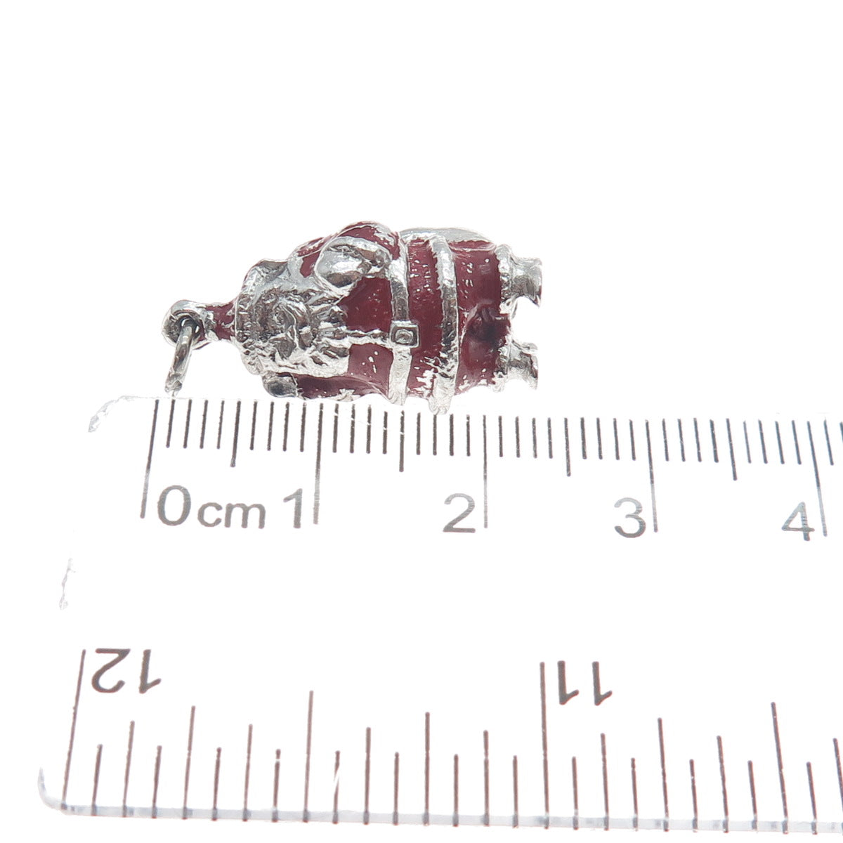 WELLS 925 Sterling Silver Vintage Enamel Santa Claus Minimalist 3D Charm Pendant