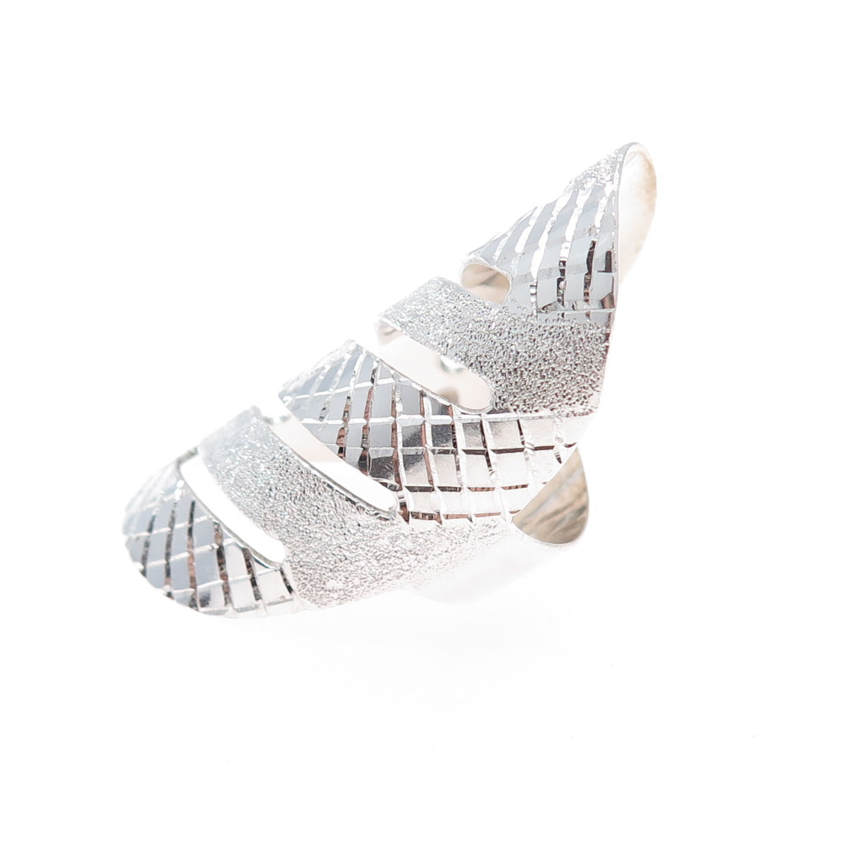 925 Sterling Silver Vintage Mexico Modernist Statement Ring Size 8.5