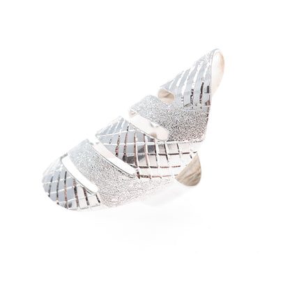 925 Sterling Silver Vintage Mexico Modernist Statement Ring Size 8.5