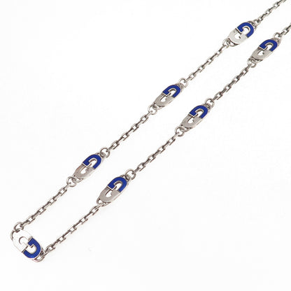 Gucci 925 Sterling Silver Vintage Italy Enamel Interlocking G Chain Necklace 32"