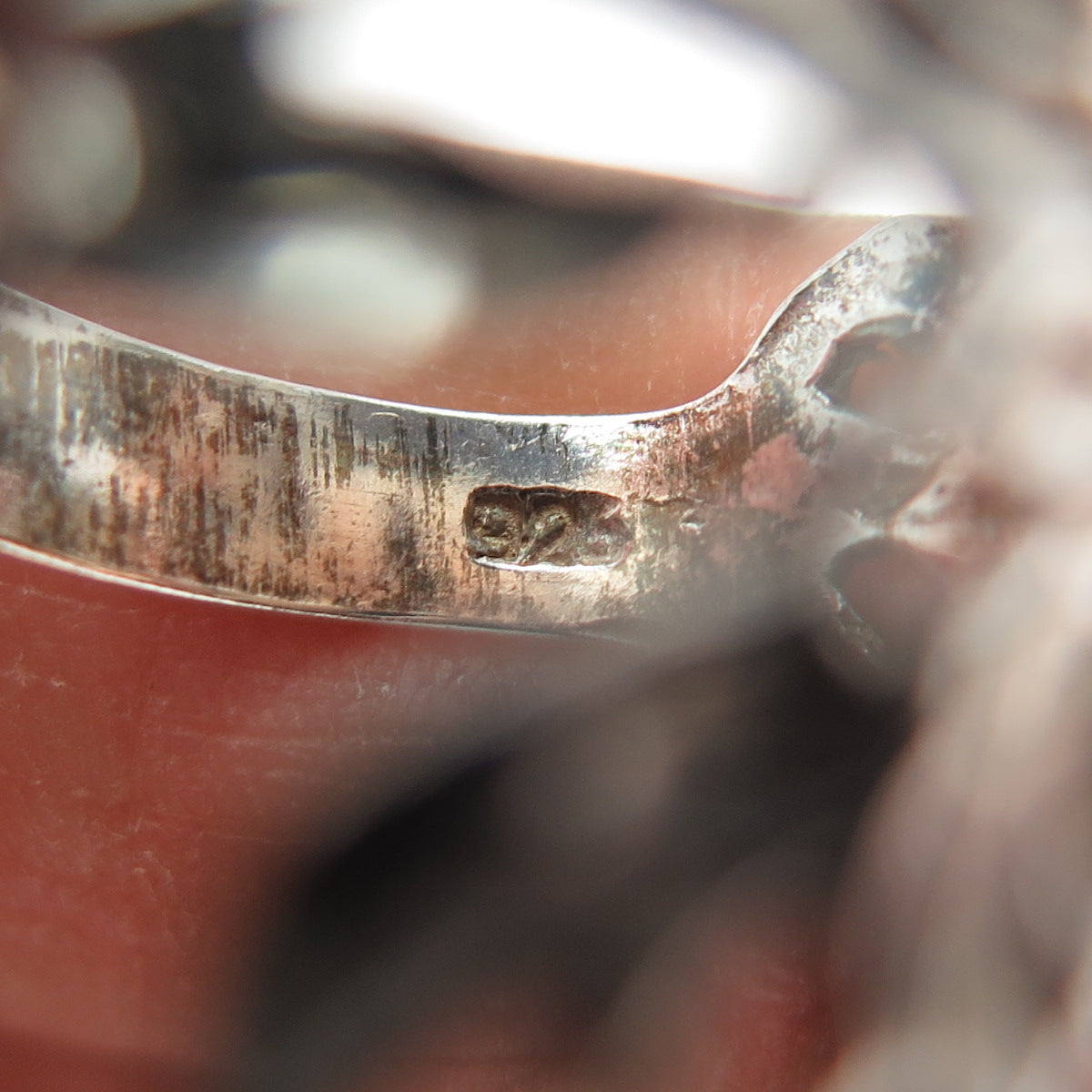 925 Sterling Silver Vintage Modernist Bypass Oxidized Ring Size 7