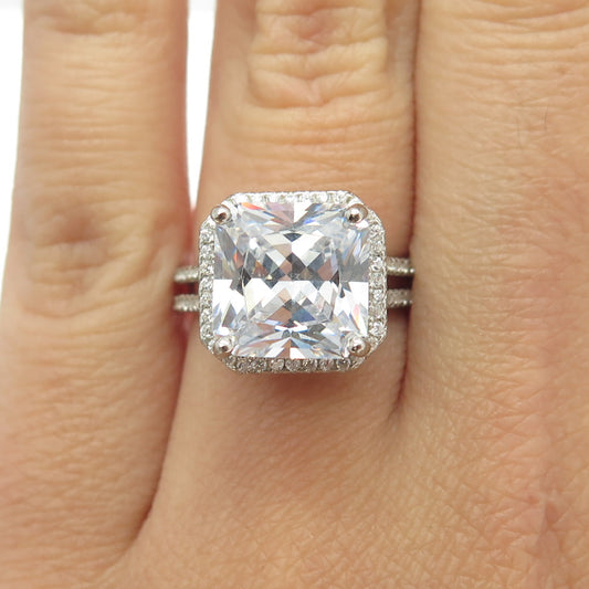 925 Sterling Silver Princess-Cut Shaped C Z Ring Size 5.75