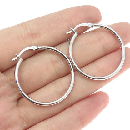 925 Sterling Silver Tube Hoop Earrings