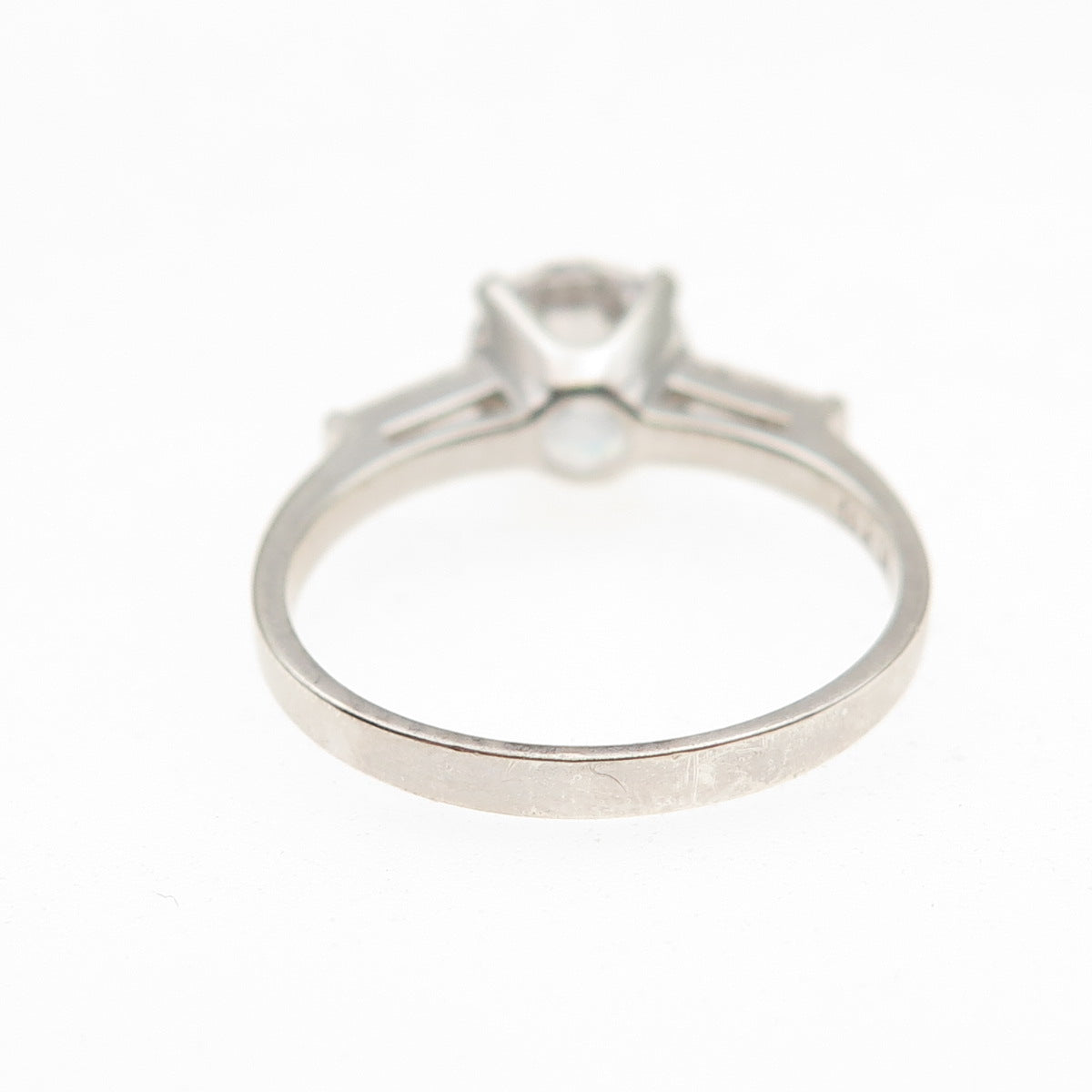 925 Sterling Silver Round & Tapered Baguette-Cut C Z Engagement Ring Size 8