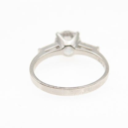 925 Sterling Silver Round & Tapered Baguette-Cut C Z Engagement Ring Size 8