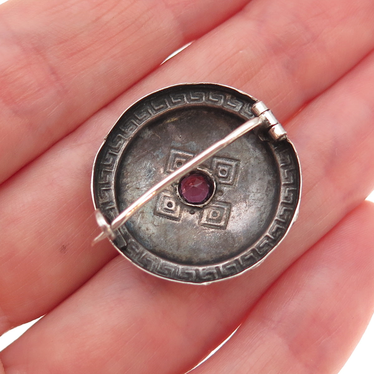Bernhard Hertz 830S Silver Vintage Denmark Real Amethyst Oxidized Pin Brooch