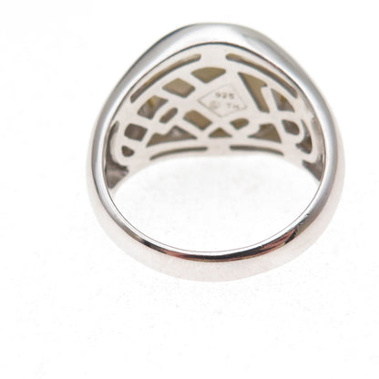 Dasan 925 Sterling Silver Real MOP Skull & Crossbones Signet Ring Size 10.25
