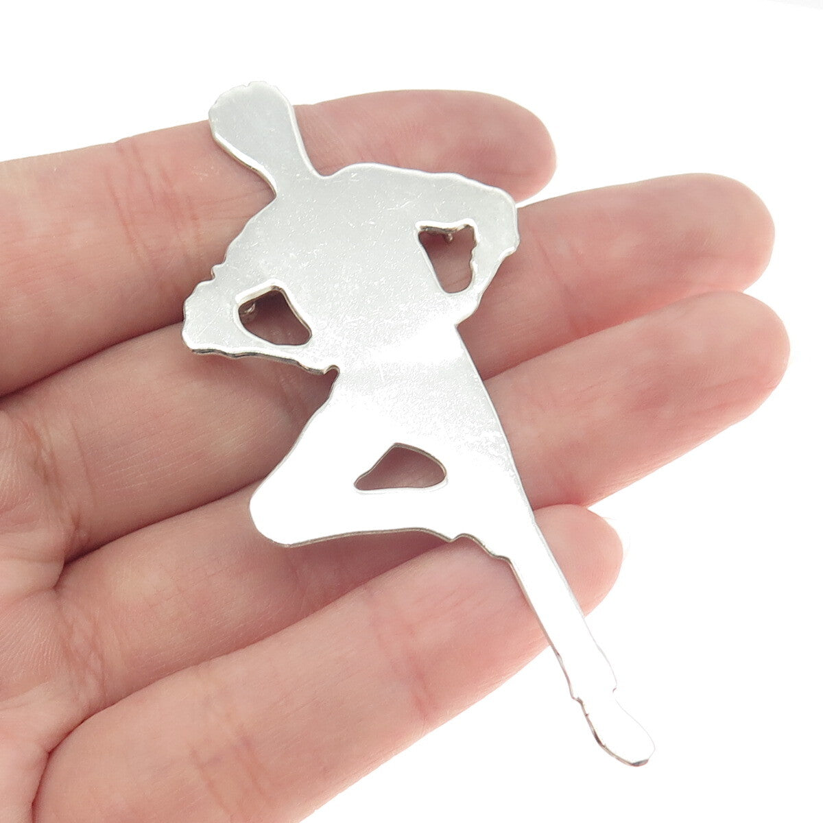 SANDY BAKER 925 Sterling Silver Vintage Modernist Sportsman Pin Brooch