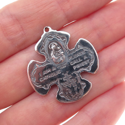 Creed 925 Sterling Silver Antique Art Deco 4-Way Cross Oxidized Pendant