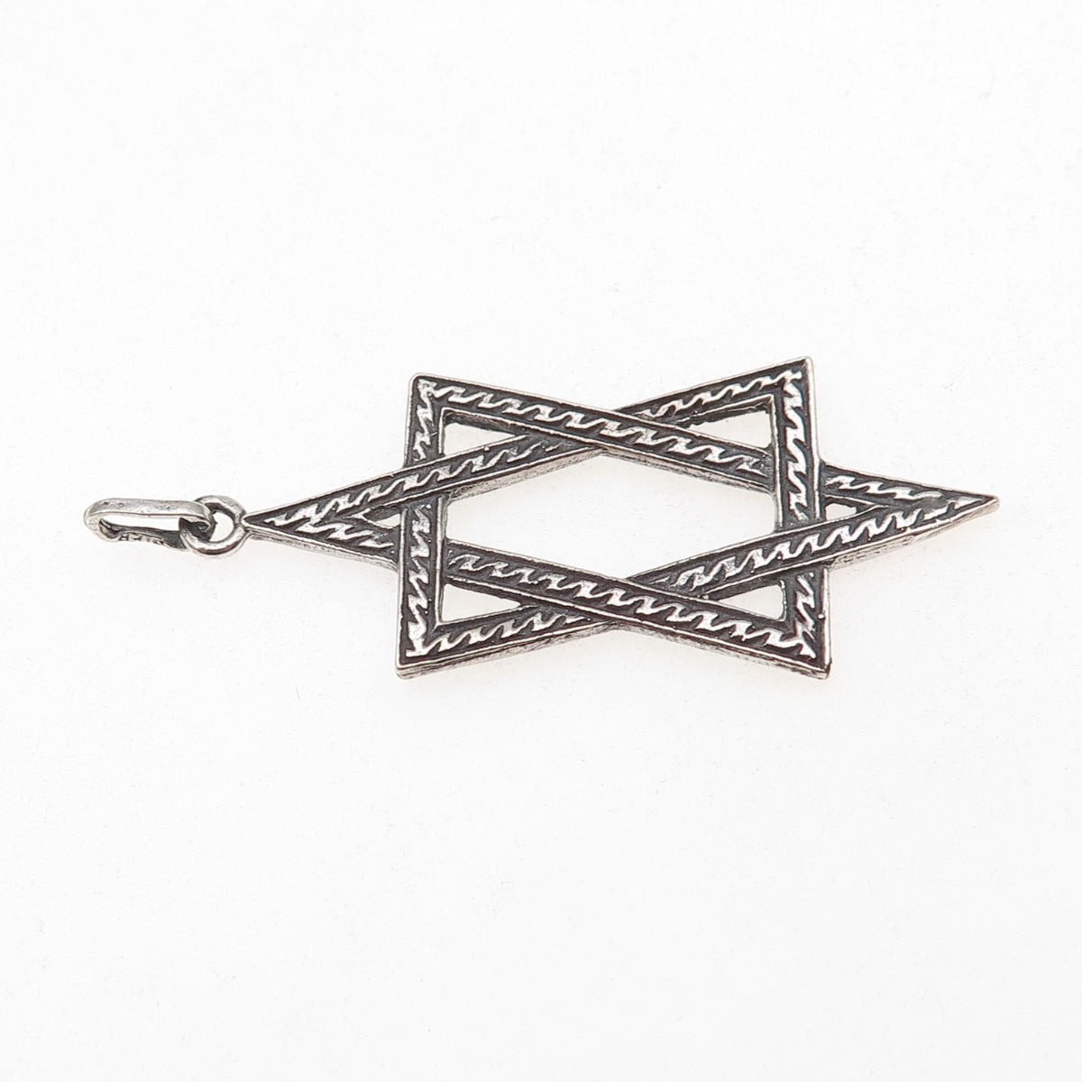 925 Sterling Silver Vintage Star of David Oxidized Pendant