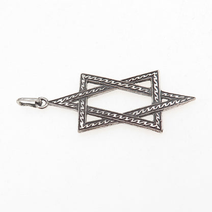 925 Sterling Silver Vintage Star of David Oxidized Pendant