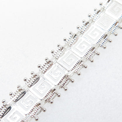 SIXSTAR MS-66 925 Sterling Silver Vintage Greek Maze Link Bracelet 7.5"