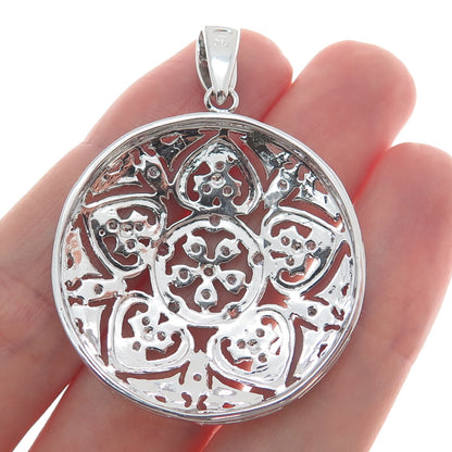 DEE BERKLEY JEWELRY 925 Sterling Silver Round-Cut Shaped C Z Sparkle Pendant