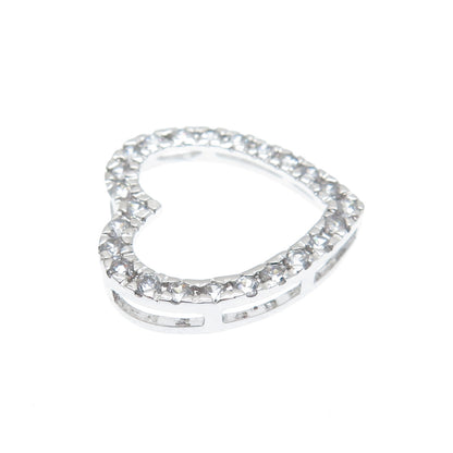 925 Sterling Silver Round-Cut C Z Heart Slide Pendant