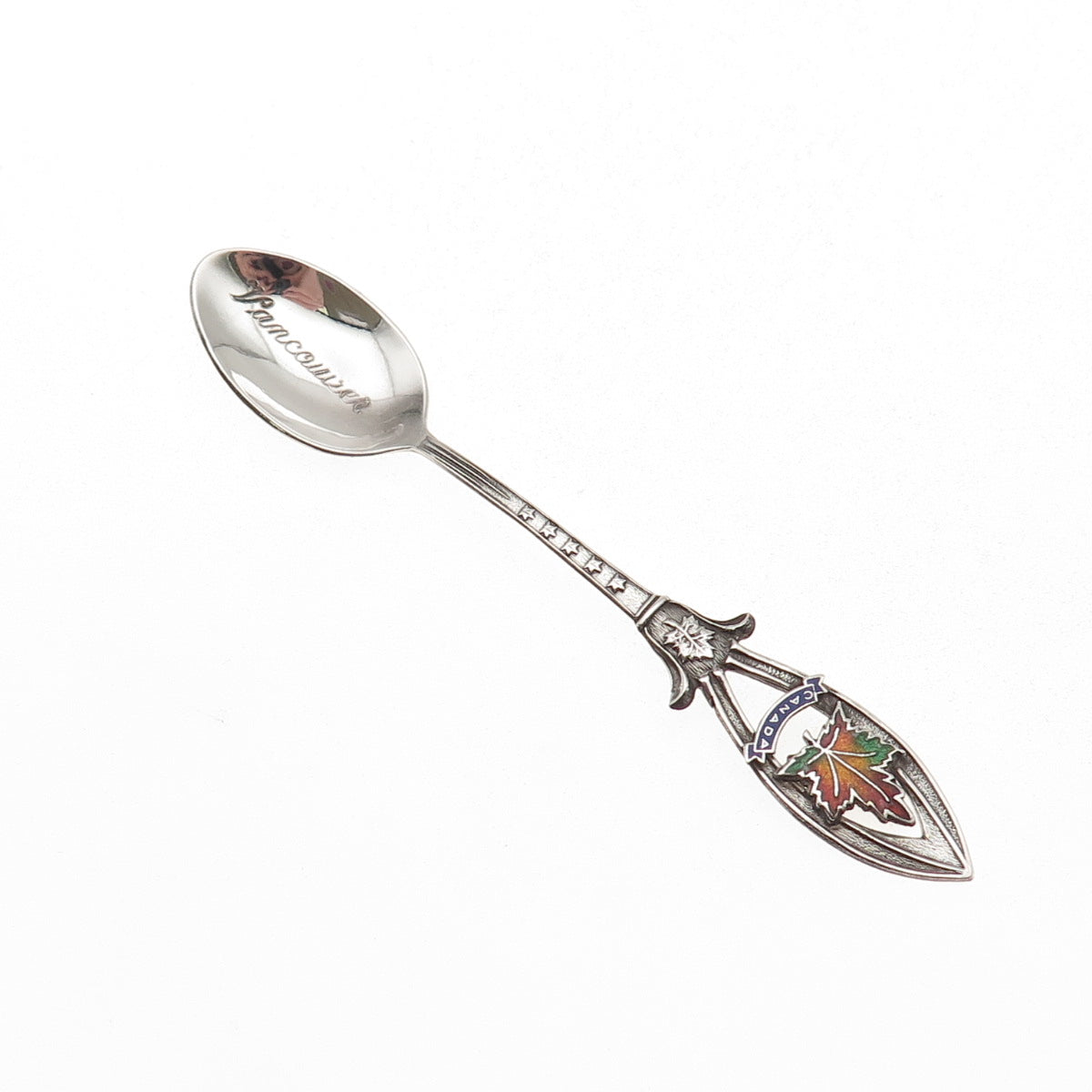 925 Sterling Silver Antique Art Deco Enamel Vancouver Canada Coffee Spoon