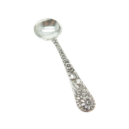 S. KIRK & SON 925 Sterling Silver Antique Art Deco Floral Salt & Spices Spoon