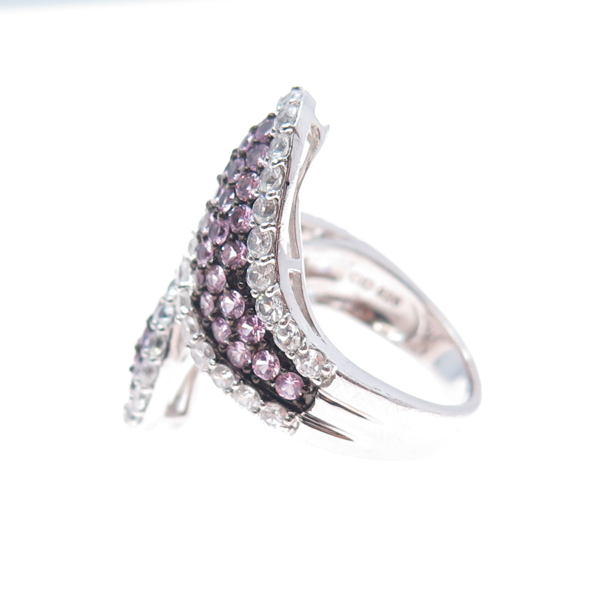 CLYDE DUNEIER 925 Sterling Silver Real Lavender & White Sapphire Ring Size 7.25