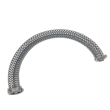 VIOR 925 Sterling Silver Vintage Italy Spine Mesh Link Oxidized Bracelet 7.25"