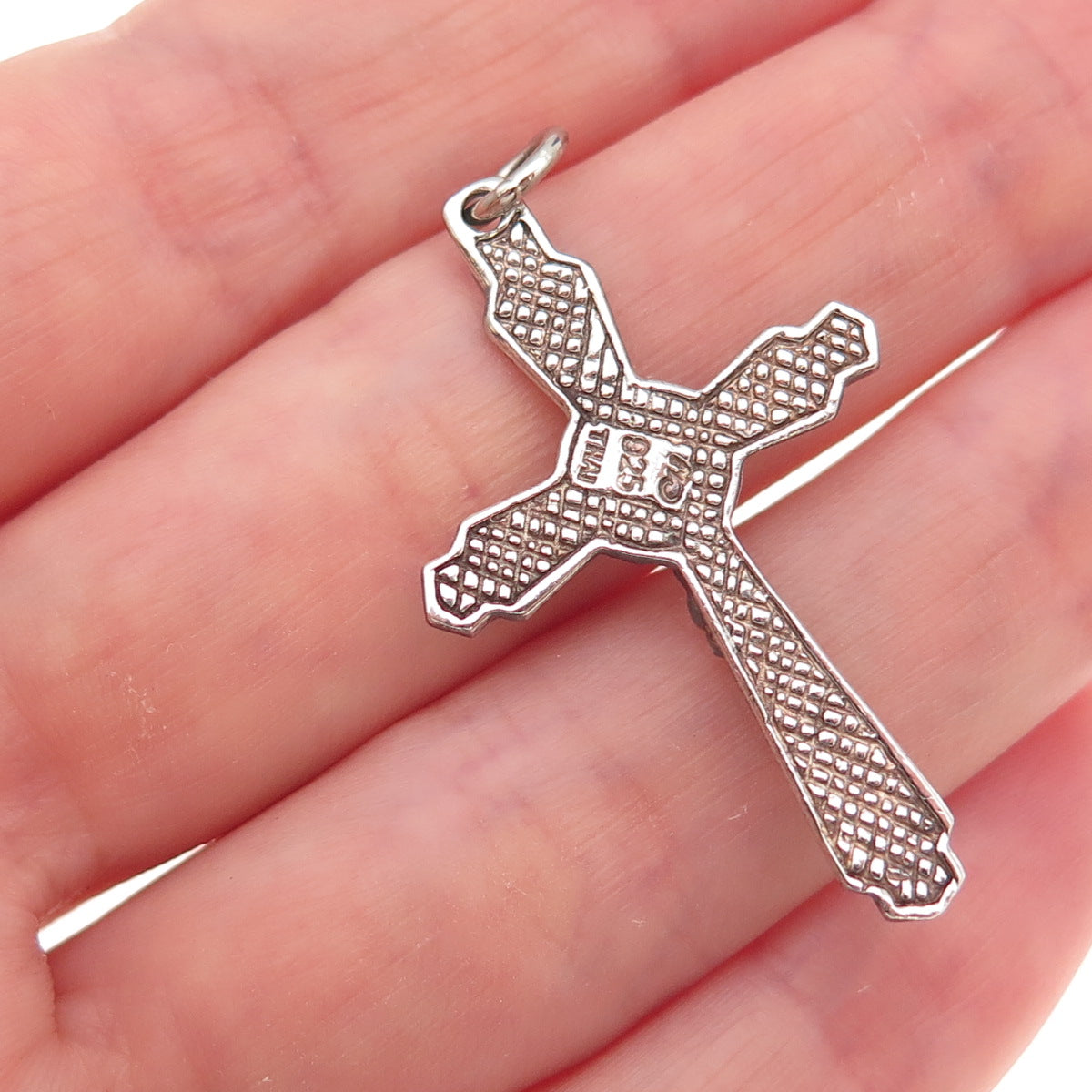 925 Sterling Silver Vintage Crucifix Cross Oxidized Charm Pendant