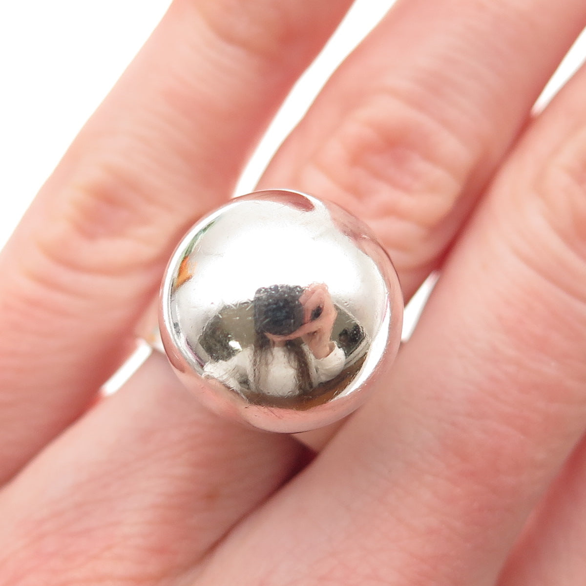 800 Silver Vintage Italy Modernist Ball Ring Size 6.75