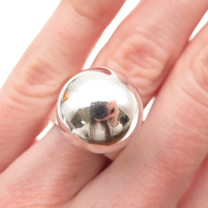 800 Silver Vintage Italy Modernist Ball Ring Size 6.75