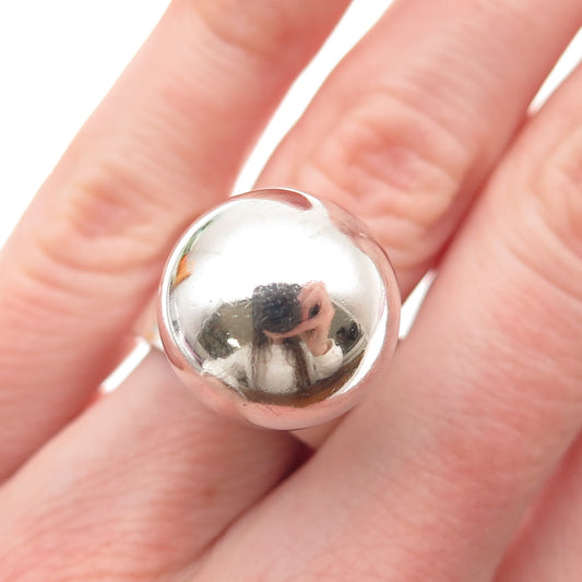800 Silver Vintage Italy Modernist Ball Ring Size 6.75