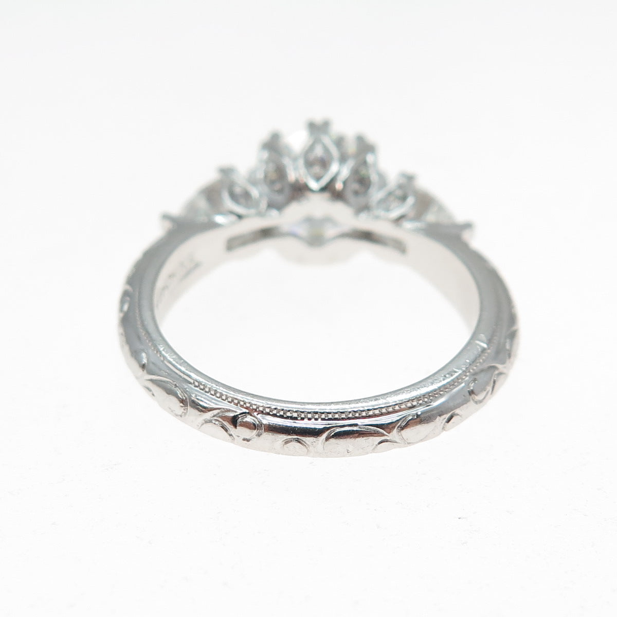 TACORI 925 Sterling Silver Round & Pear-Cut C Z Engagement Ring Size 8.25