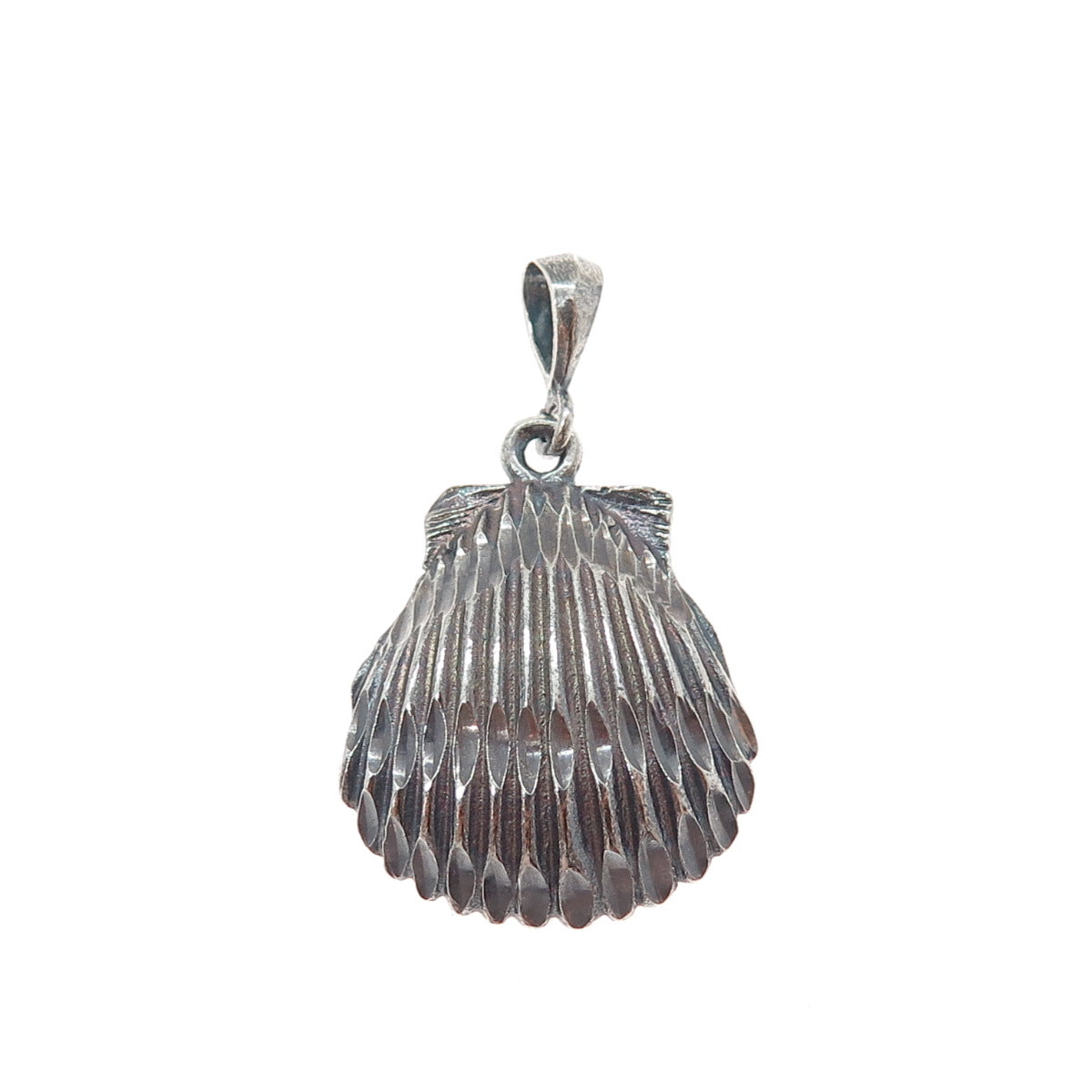 925 Sterling Silver Vintage Seashell Oxidized Charm Pendant