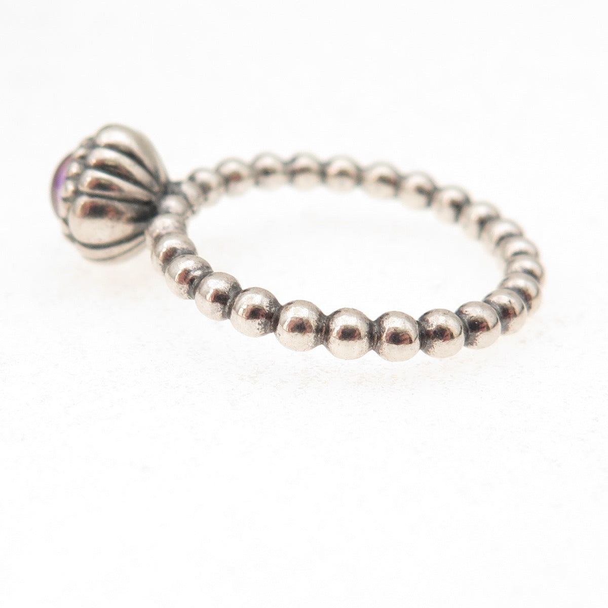 Pandora 925 Sterling Silver Real Amethyst February Birthday Blooms Ring Size 6
