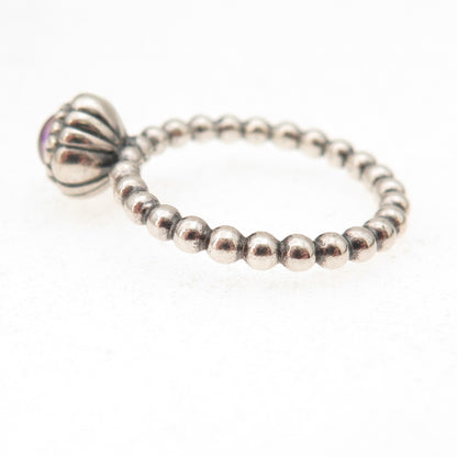 Pandora 925 Sterling Silver Real Amethyst February Birthday Blooms Ring Size 6