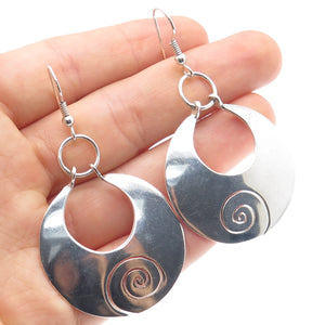 DOMINIQUE DINOUART 925 Sterling Silver Vintage Spiral Crescent Dangle Earrings
