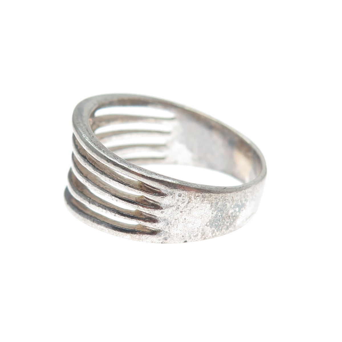 CHARLES WINSTON 925 Sterling Silver Vintage 5-Row Oxidized Ring Size 8.5